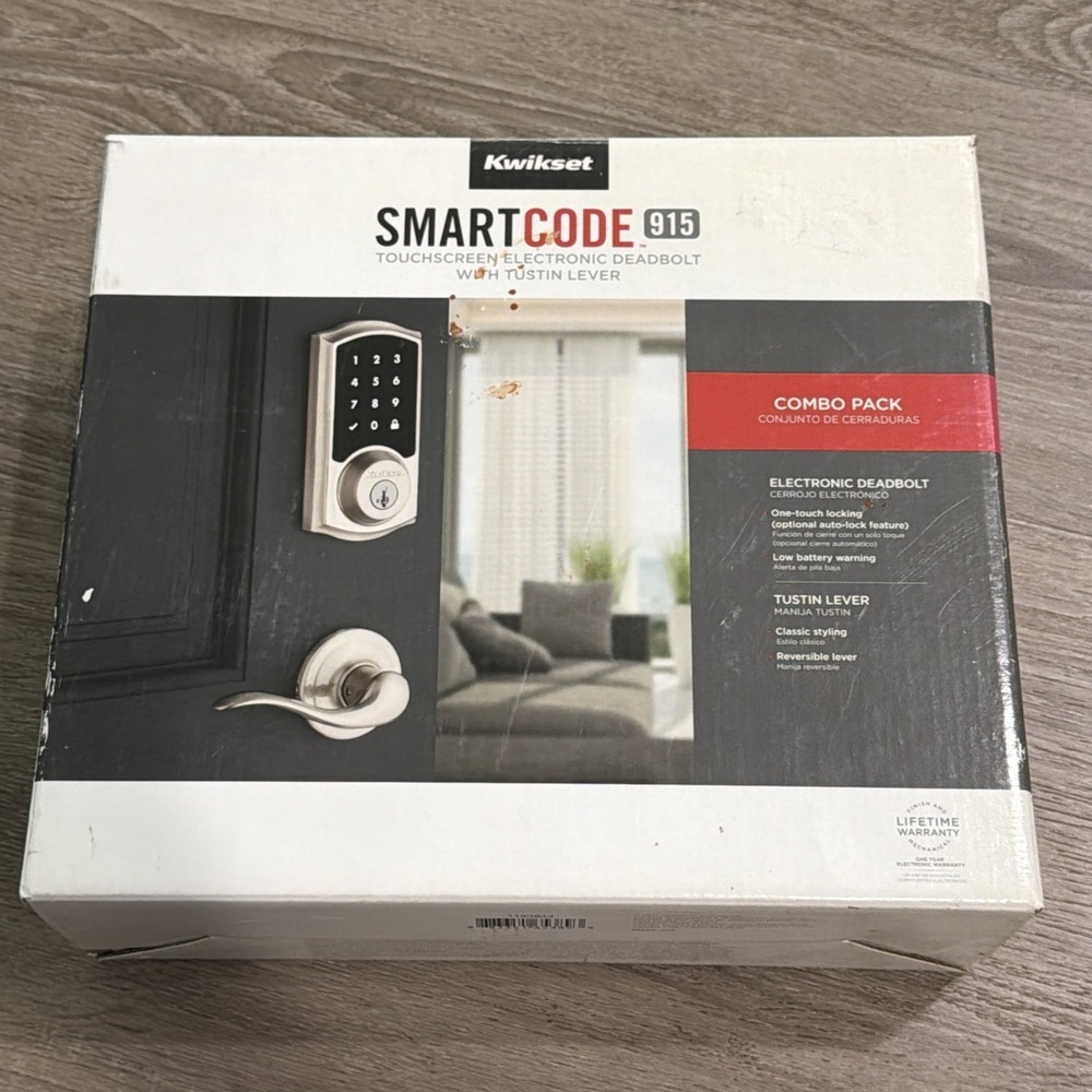 Kwikset 915 SmartCode Electronic Touchpad Tustin Lever Satin Nickel 97200-701